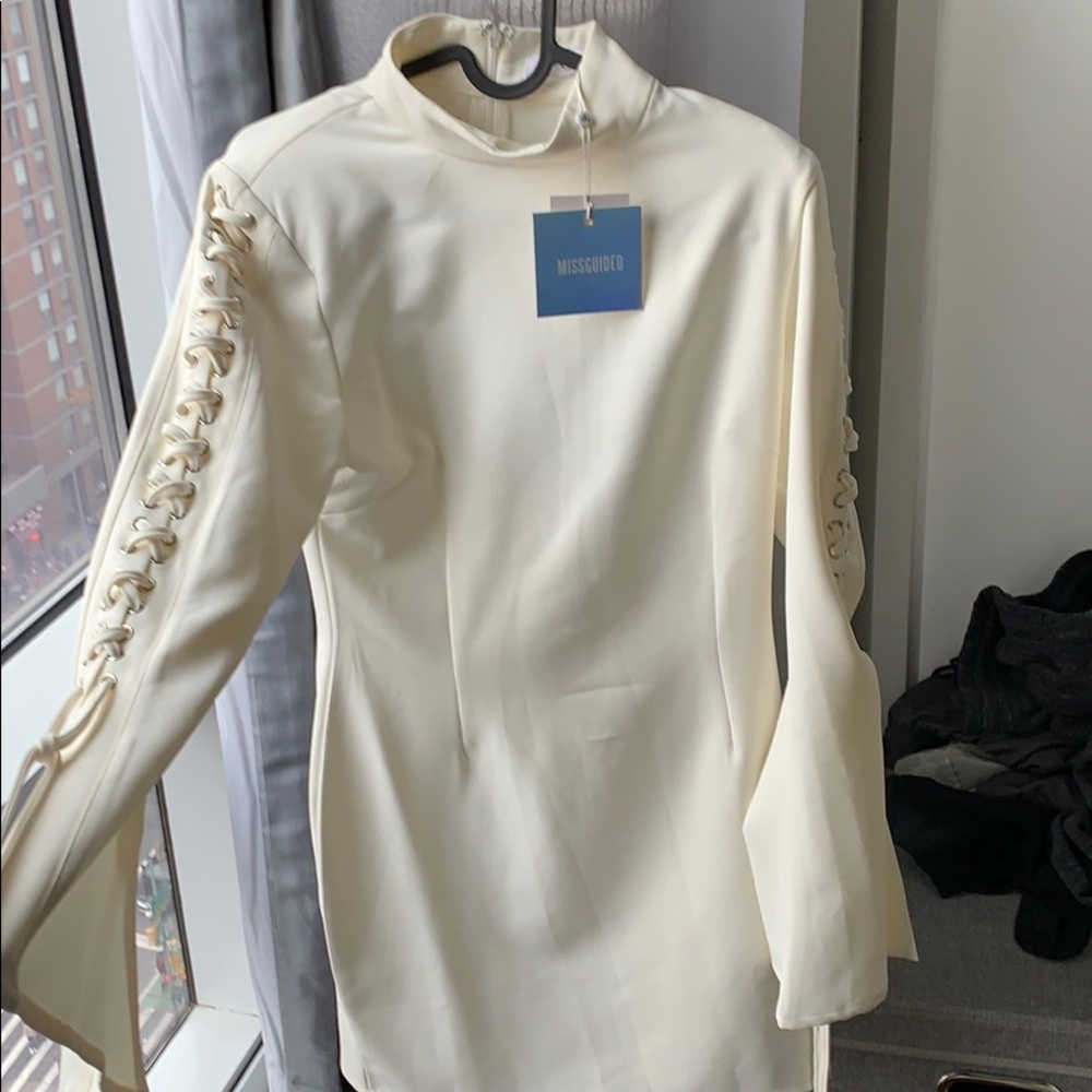 Miss guided never worn ivory dress lace sleeves
